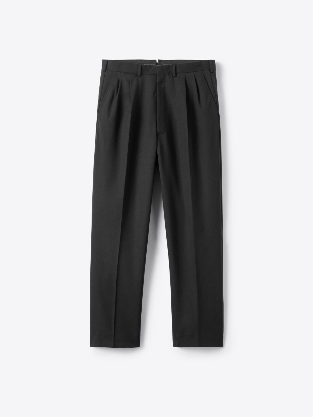 Black Wide Legged Pleated 3 Ply Fresco Trouser - Custom Fit 