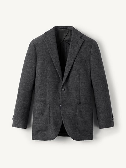Grey Worsted Wool Flannel Allen Suit Jacket - Custom Fit Tailored