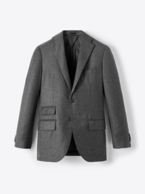 Loro Piana Fabric Charcoal Wool Cashmere Basketweave Walker Jacket