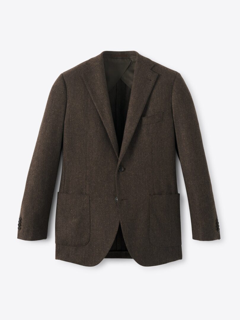 Men’s Brown Herringbone Italian Flannel Bedford Jacket Thumb