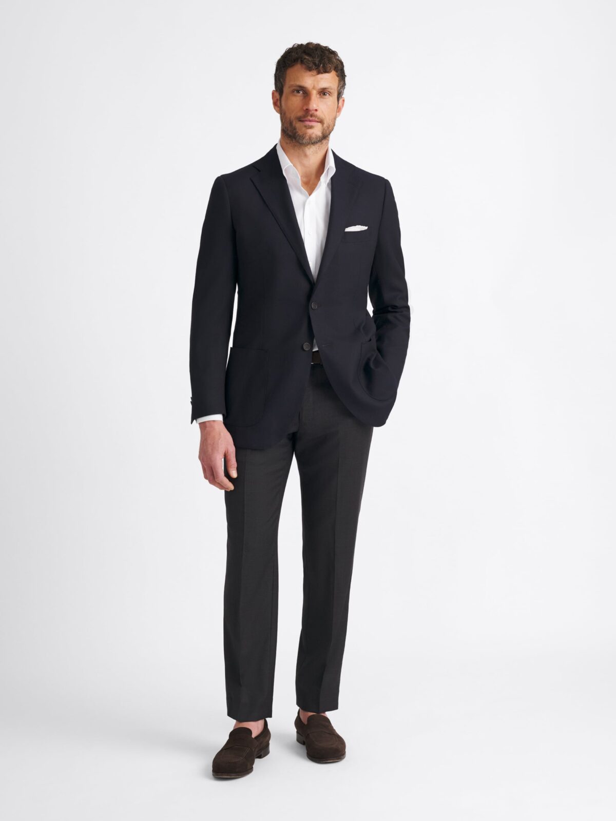 Reda Navy Hopsack Bedford Jacket - Custom Fit Tailored Clothing