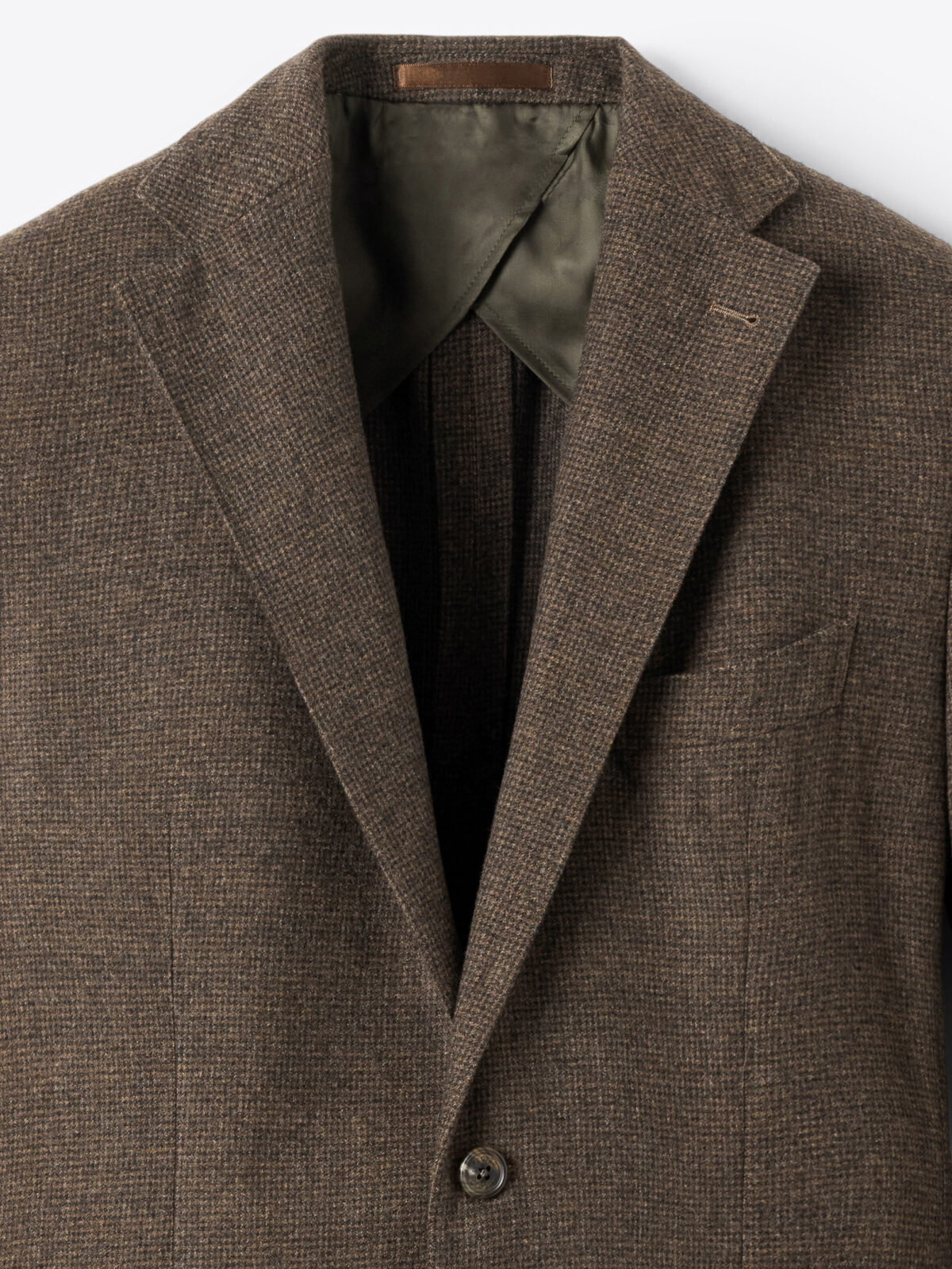 Drago Brown Houndstooth S130s Flannel Bedford Jacket - Custom Fit