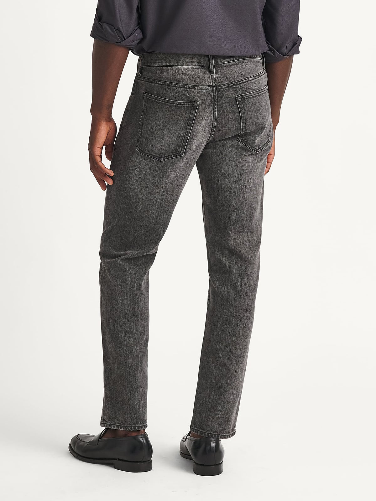 Japanese 12oz Washed Grey Stretch Slim Jeans - Custom Fit Pants