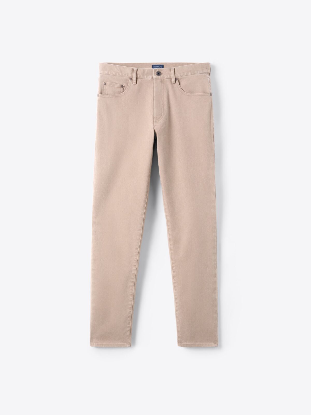 Beige Delave Italian Stretch 5-Pocket Pant - Custom Fit Pants