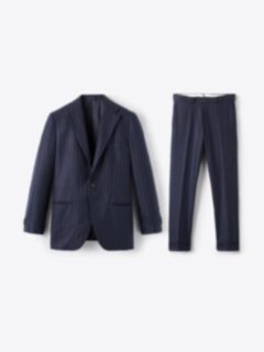 Shop VBC Navy Chalkstripe Wool Flannel Bedford Suit
