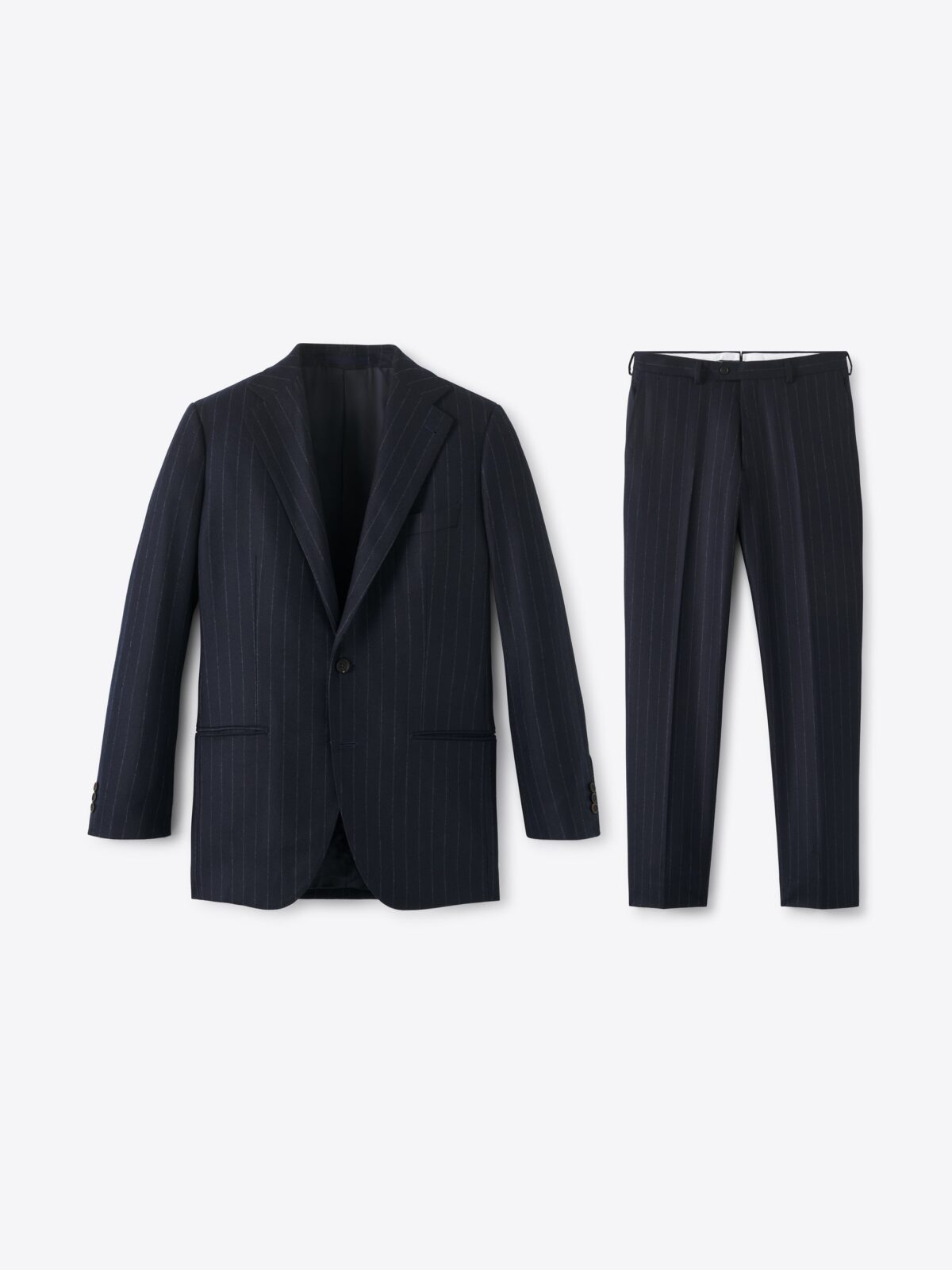 VBC Navy Chalkstripe Wool Flannel Downing Suit - Custom Fit