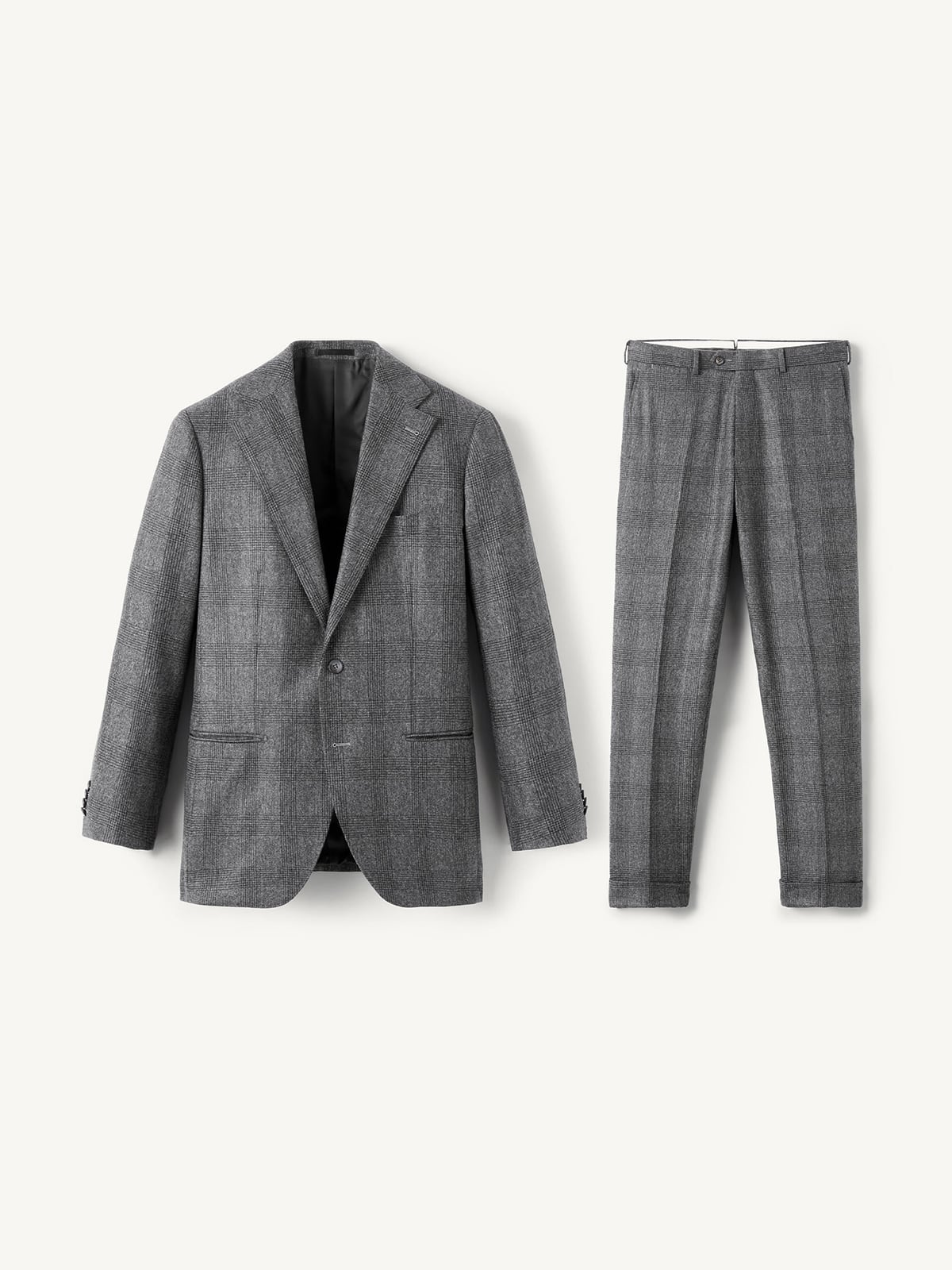 VBC Grey Plaid Wool Flannel Downing Suit - Custom Fit Tailored