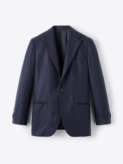 Shop VBC Navy Chalkstripe Wool Flannel Downing Jacket