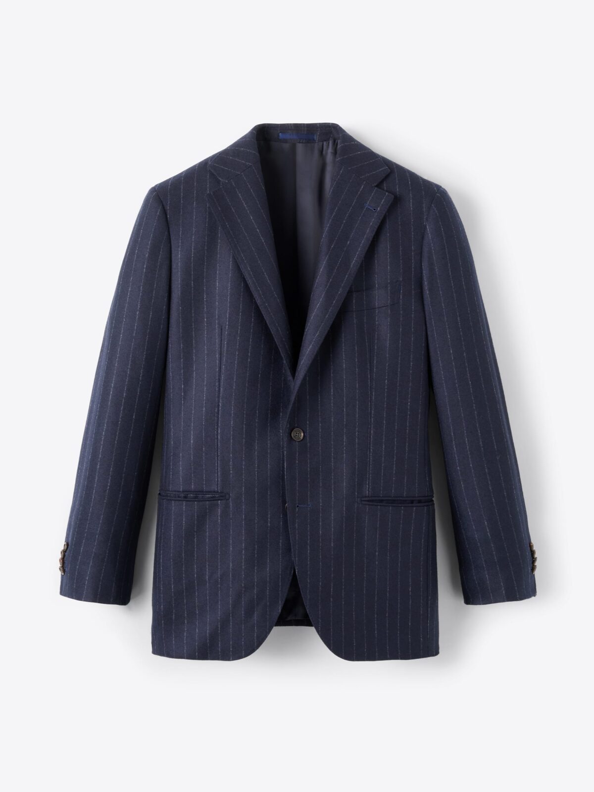 VBC Navy Chalkstripe Wool Flannel Downing Jacket - Custom