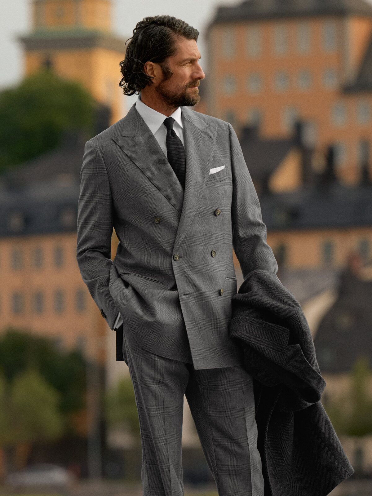 Double Breasted VBC Grey Glen Plaid Bedford Suit - Custom Fit