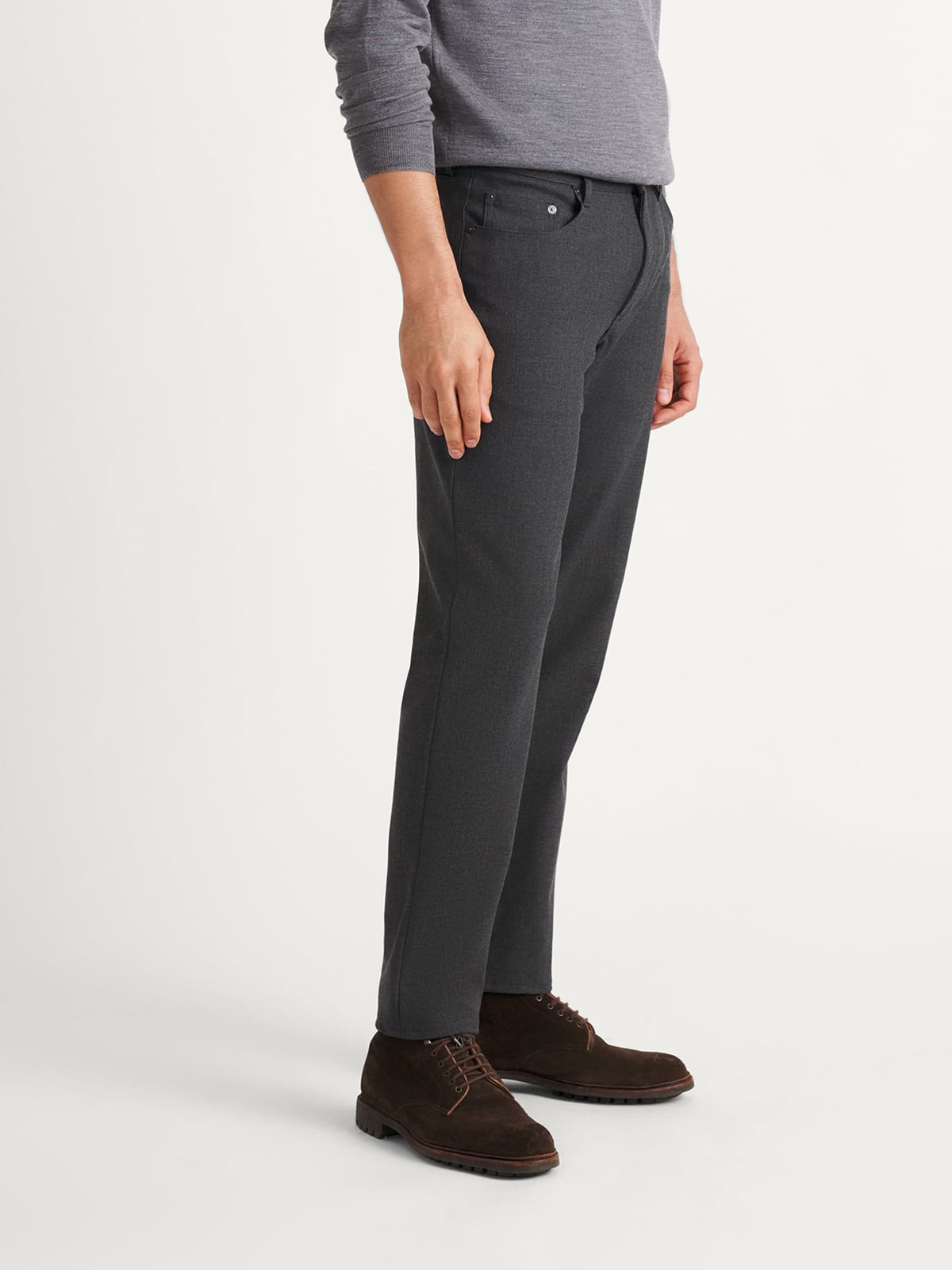 Charcoal Flannel Performance Stretch 5-Pocket - Custom Fit Pants