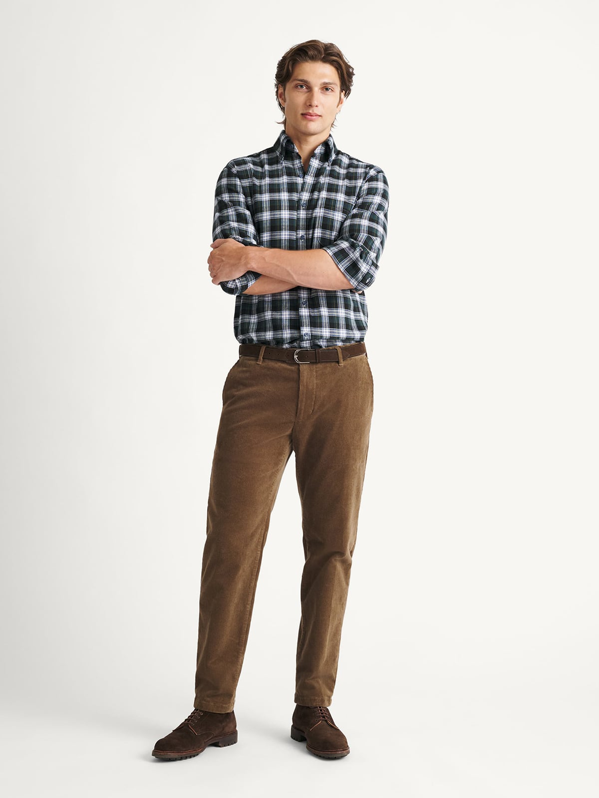 Pantalon Décontracté Hugo Boss Riko-Pleats - Corduroy Marron - Taille 32 (IT 48) - Neuf Avec étiquettes