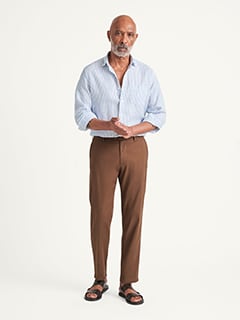 tobacco chinos Tobacco Bergamo Cotton Linen Stretch Chino