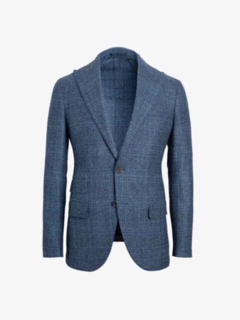 Bedford Blue Plaid Donegal Wool And Silk Jacket Custom Fit Tailored Clothing 8796