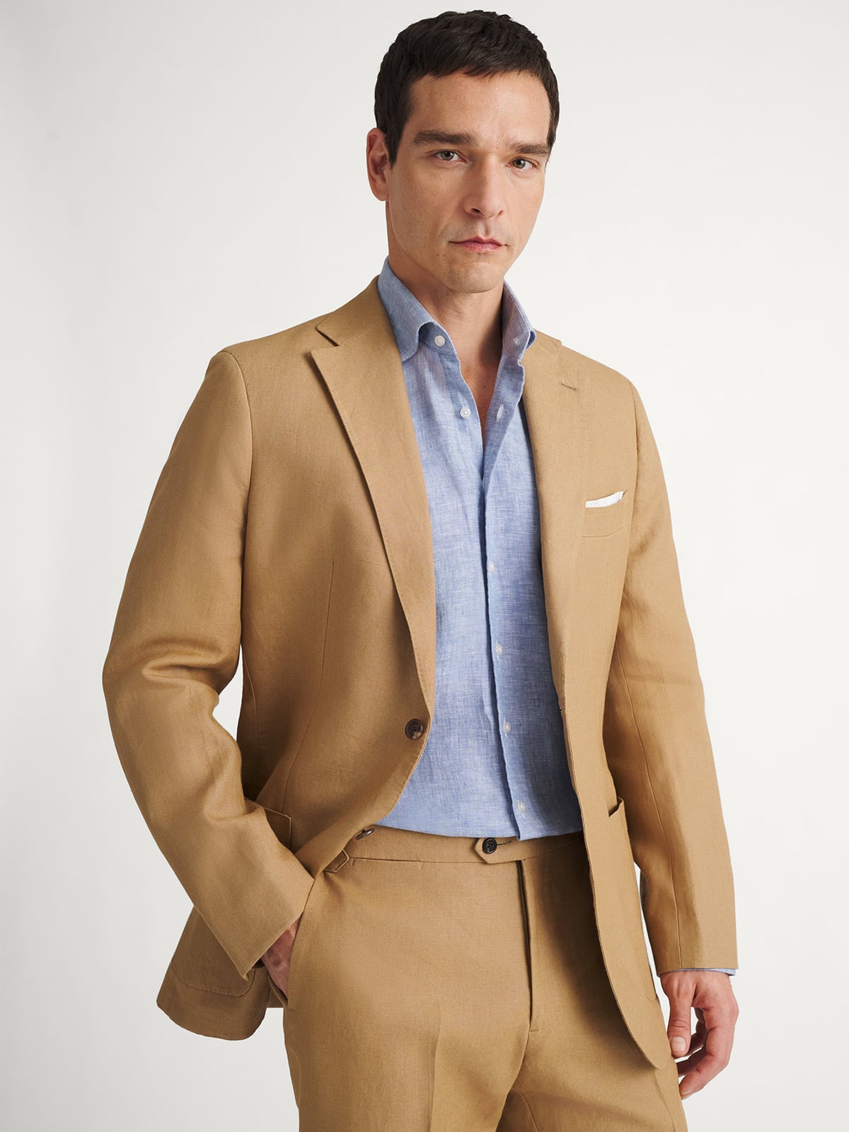 Spence Bryson Caramel Heavy Irish Linen Bedford Suit - Custom Fit