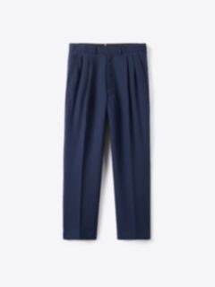 Shop Navy Wide Legged Pleated 3 Ply Fresco Trouser