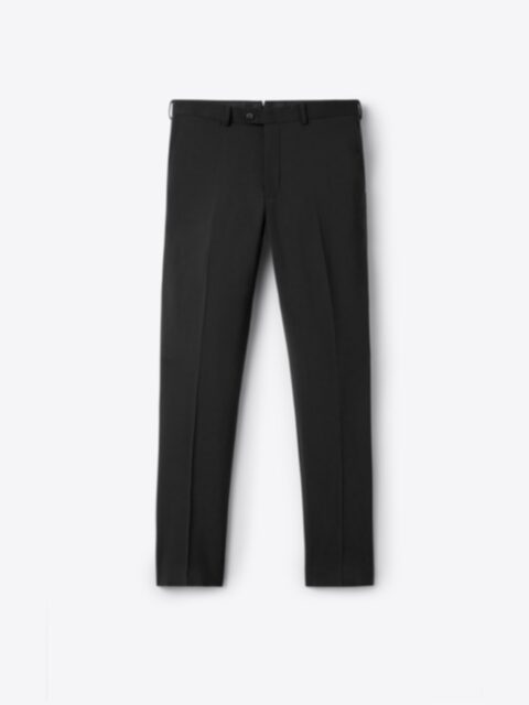 Slim Solid Black Belted Cotton Hyper Stretch Cropped Suit Pant | Express