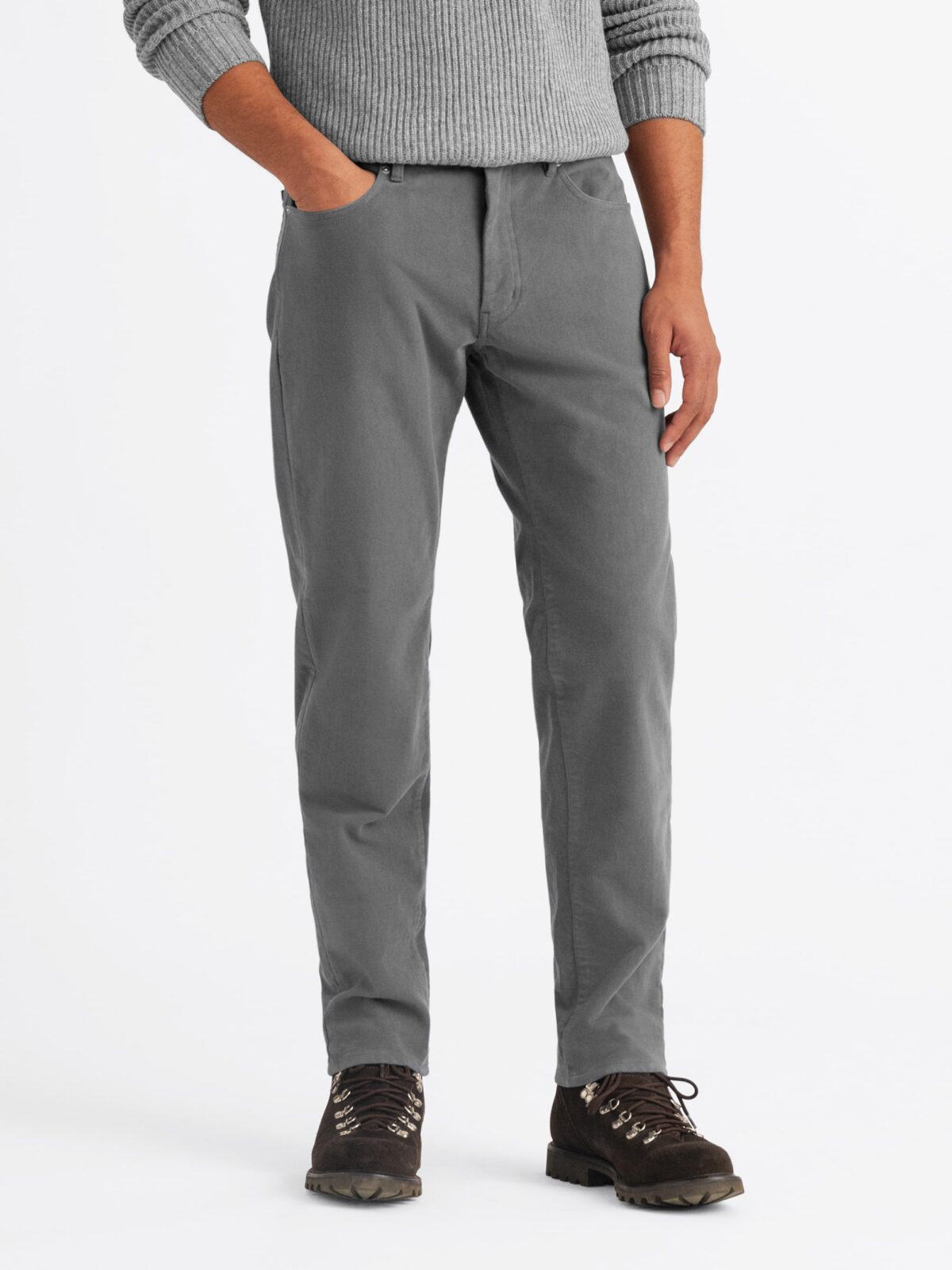 Biella Grey Stretch Moleskin 5-Pocket - Custom Fit Pants