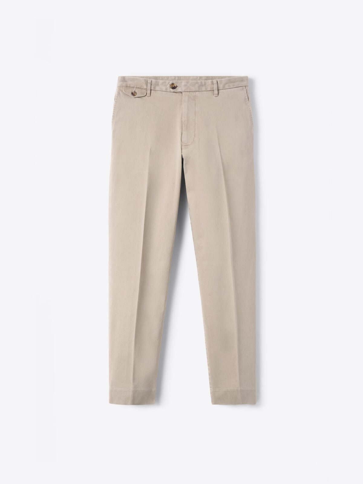 Khaki Washed Cotton Stretch Dress Pant