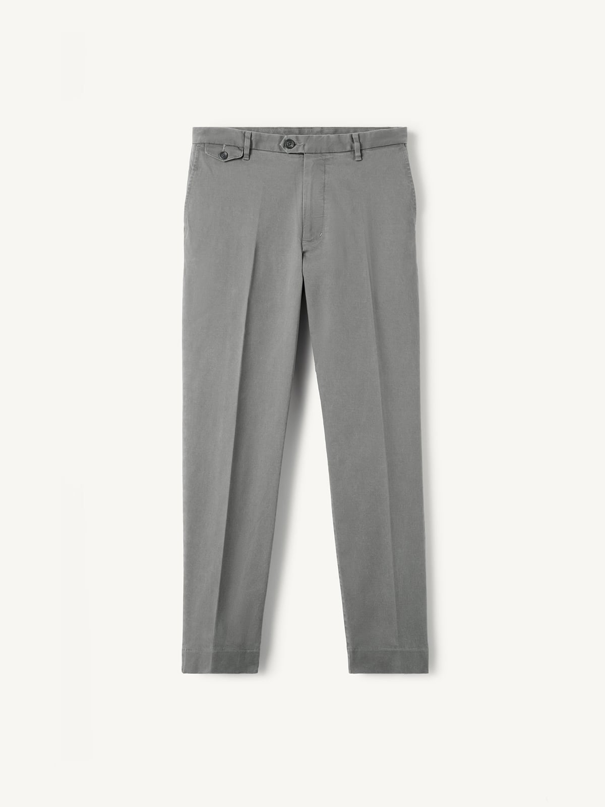 Grey Washed Cotton Stretch Dress Pant