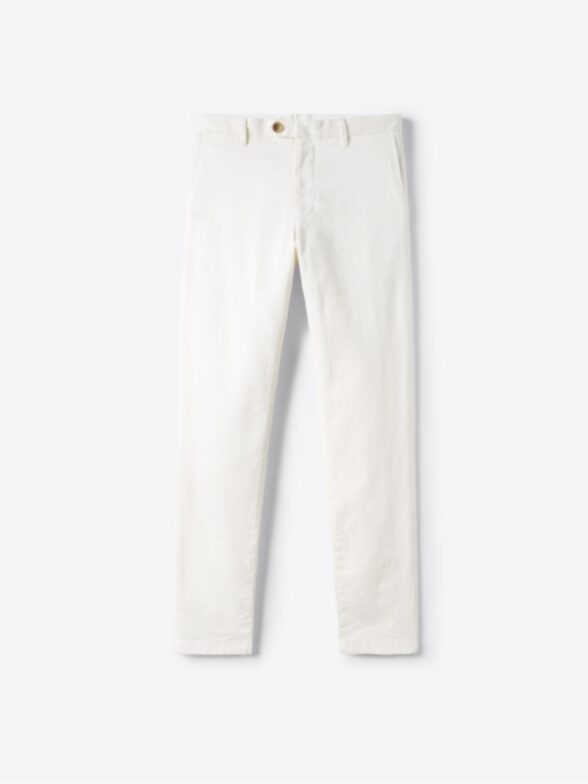Thumb Photo of Bergamo White Stretch Cotton and Linen Chino