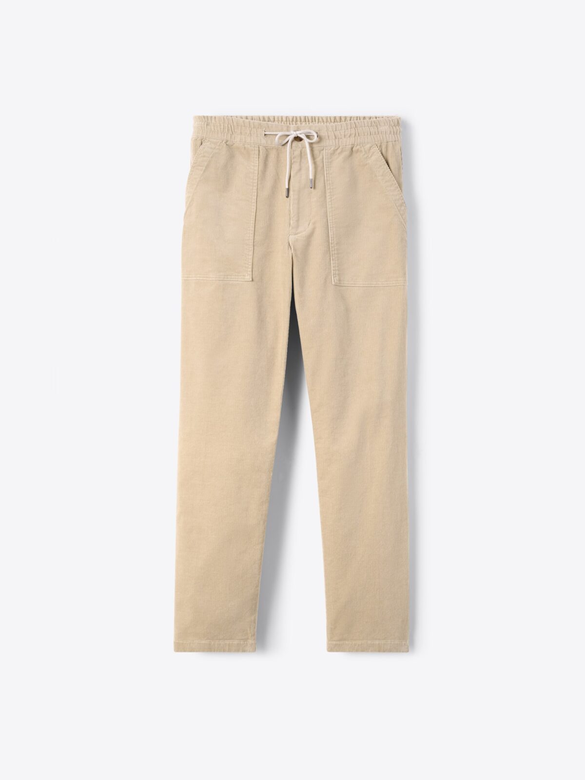 Beige Drawstring Corduroy Weekend Pant - Custom Fit Pants