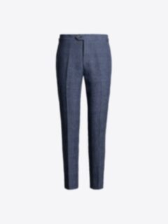 Shop Solbiati Navy Plaid Wool Silk and Linen Dress Pant