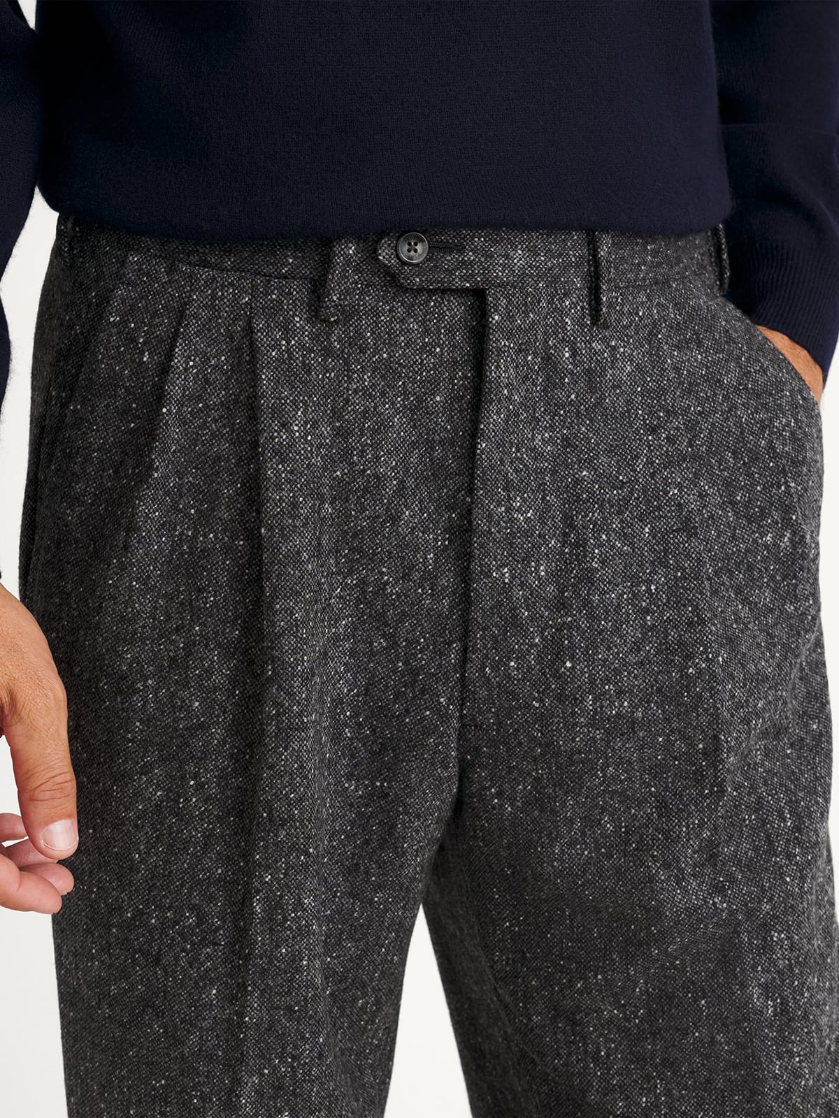 intch. Wool Tweed Pants Navy
