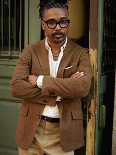 ジャケット・アウター SHETLAND WOOL LINEN SOFT TWIST JACKET Ochre Shetland Tweed Andover Jacket - Custom Fit Tailored Clothing