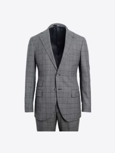 Drago Grey Melange Glen Plaid S130s Allen Suit Custom Fit Tailored Clothing 8783