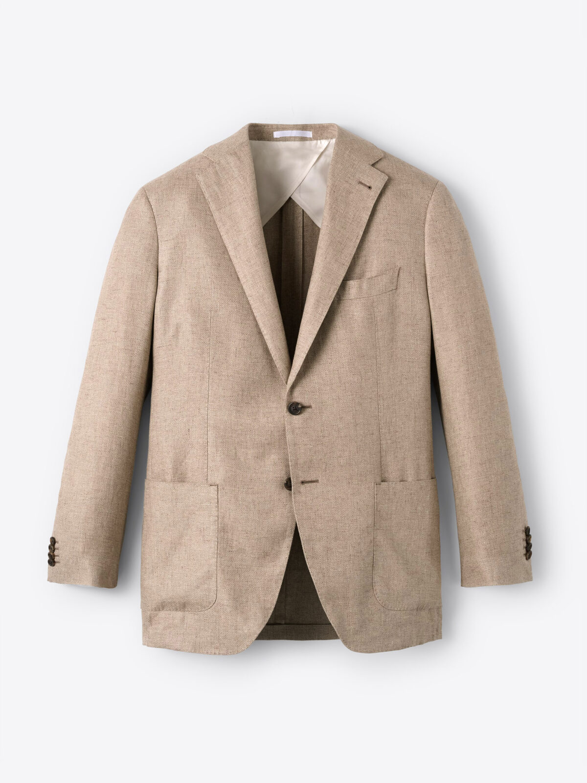 Beige Linen and Lyocell Hopsack Bedford Jacket - Custom Fit