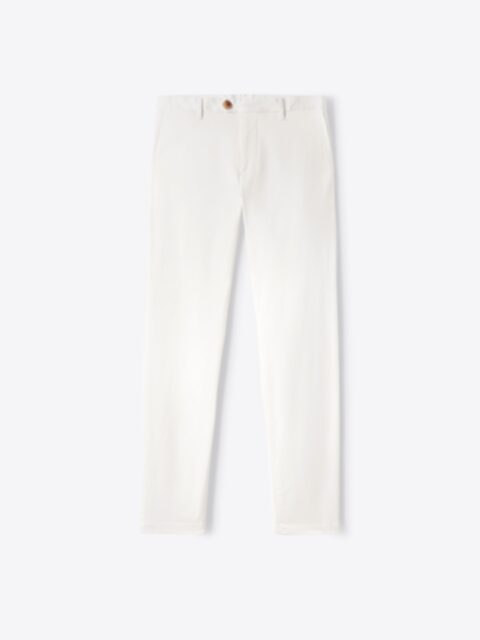 Di Sondrio Off White Stretch Cotton Chino - Custom Fit Pants