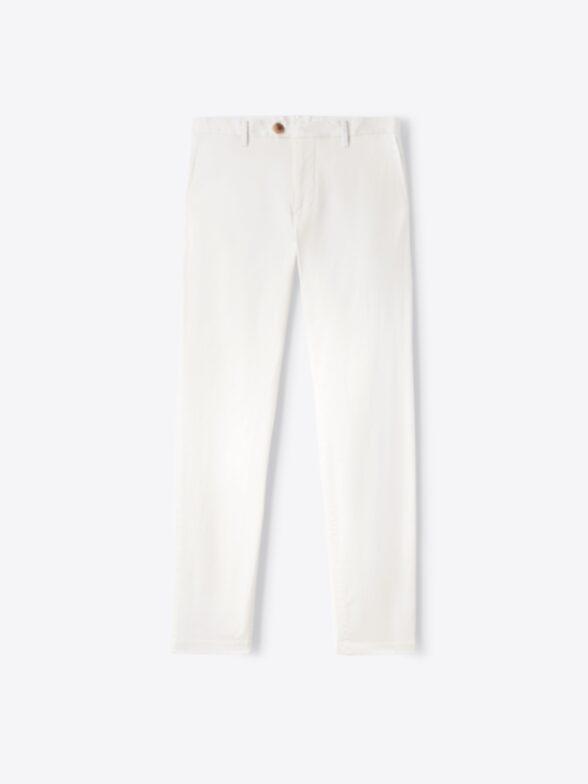 Thumb Photo of Di Sondrio Off White Stretch Cotton Chino