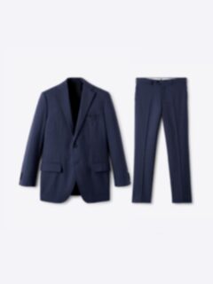 Shop Drago Navy Melange S130s Tropical Wool Suit
