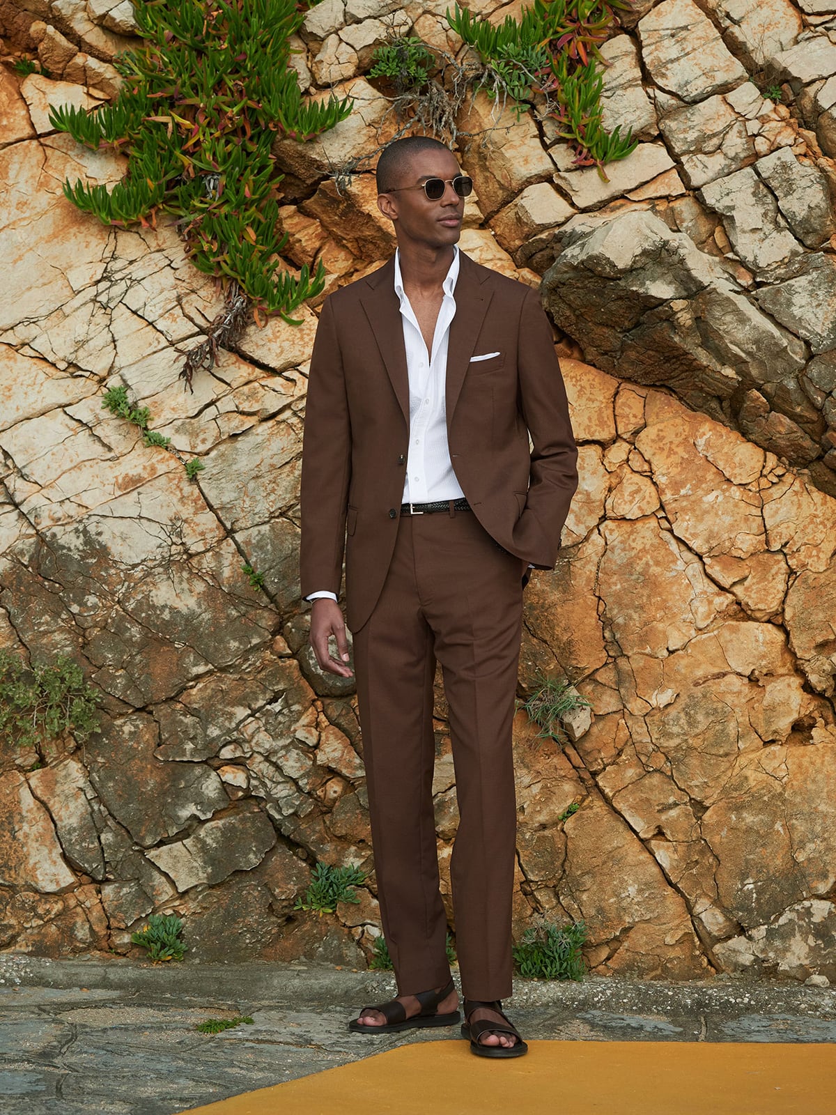 tobacco suit Drago Tobacco S130s Tropical Wool Suit