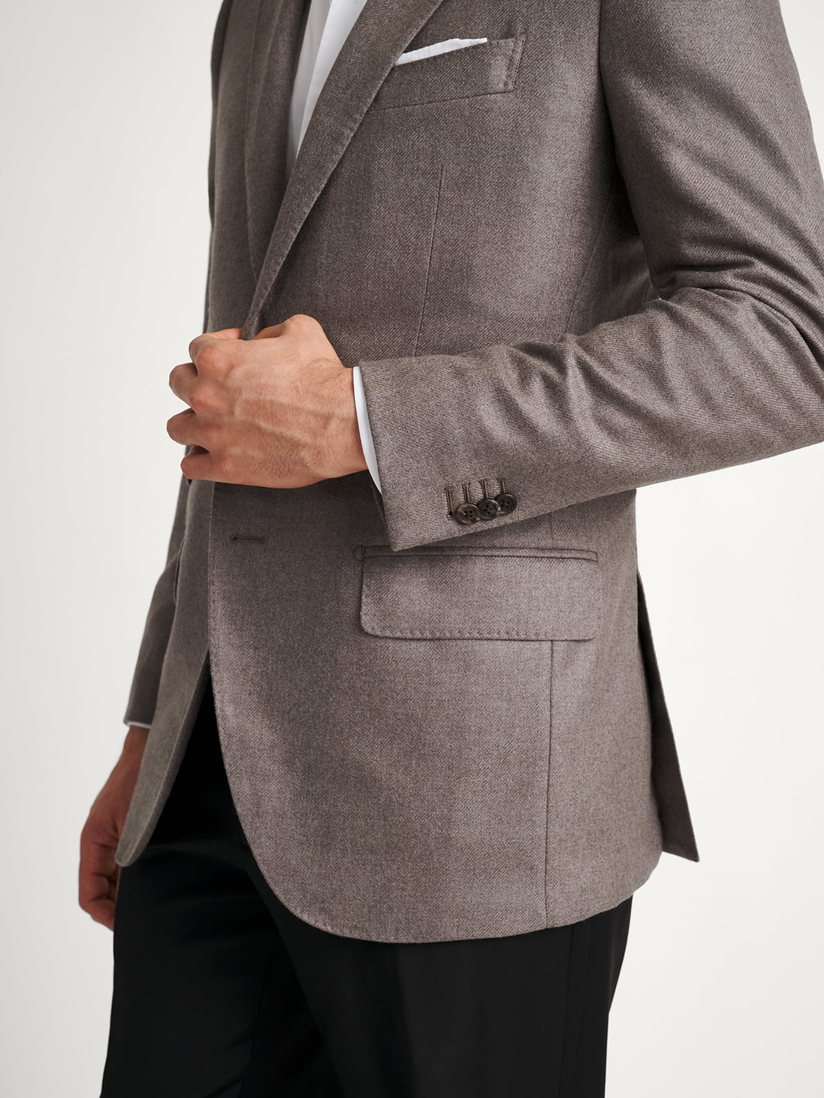 Loro Piana Fabric Taupe Wool Cashmere Flannel Walker Jacket