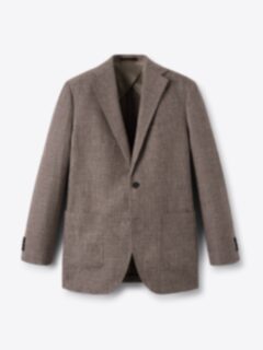 Shop Drago Brown Wool and Linen Glen Plaid Bedford Jacket