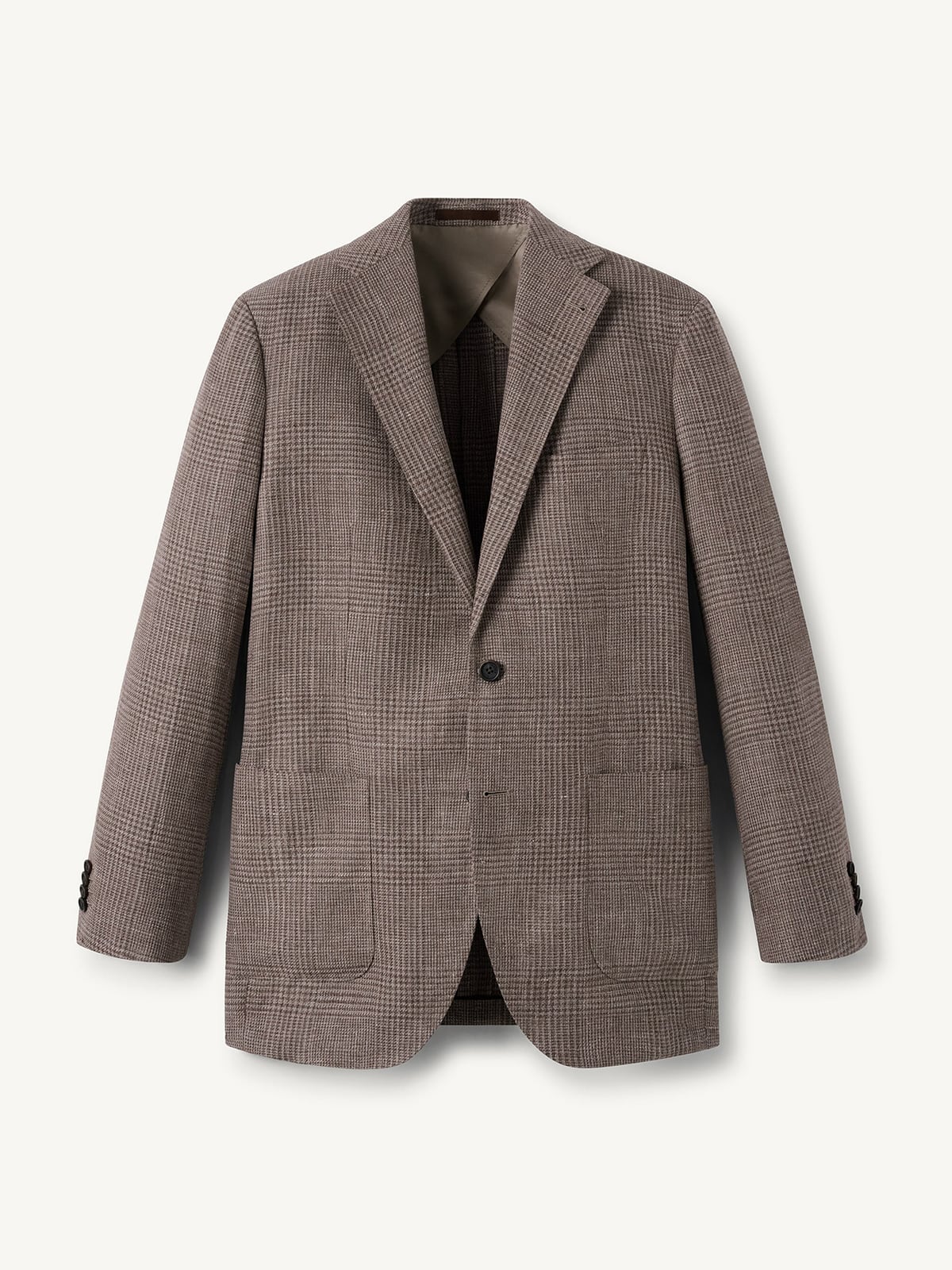 Drago Brown Wool and Linen Glen Plaid Bedford Jacket - Custom Fit