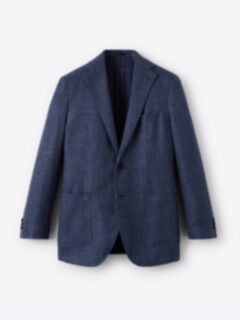 Shop di Fabio Navy Wool and Linen Glen Plaid Waverly Jacket