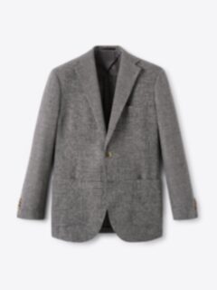 Shop di Fabio Grey Wool and Linen Hopsack Bedford Jacket