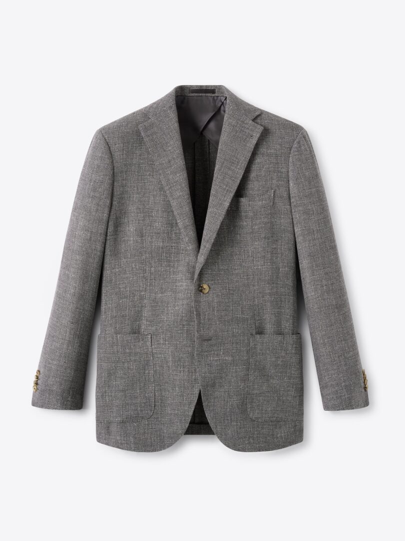 Men’s di Fabio Grey Wool and Linen Hopsack Bedford Jacket Thumb
