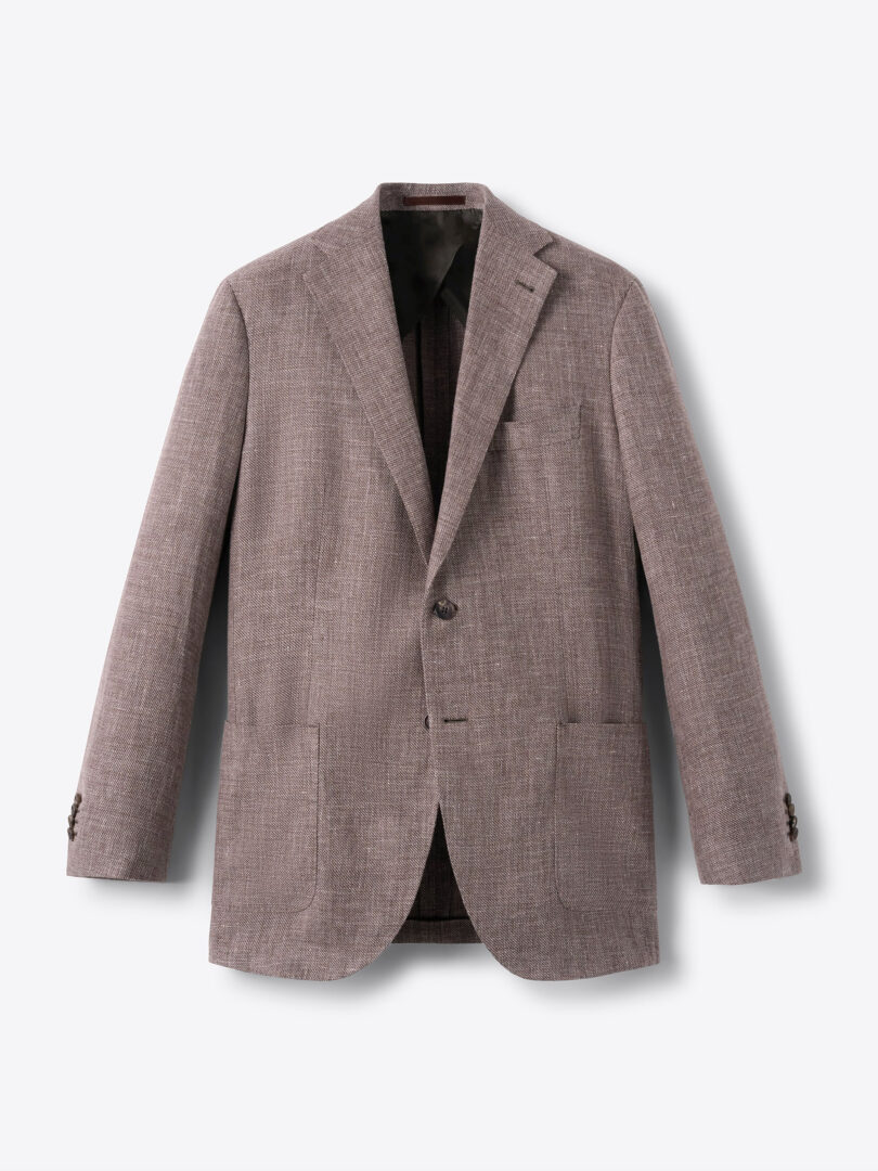 Men’s Drago Chestnut Wool and Linen Hopsack Bedford Jacket Thumb