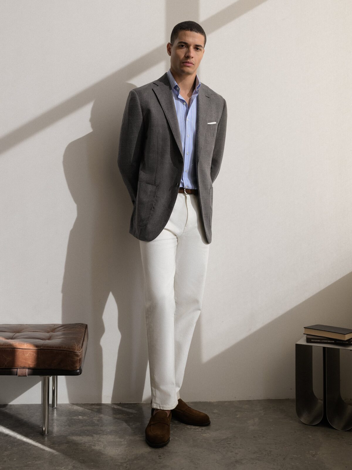 Reda Grey Wool Hopsack Bedford Jacket - Custom Fit Tailored Clothing