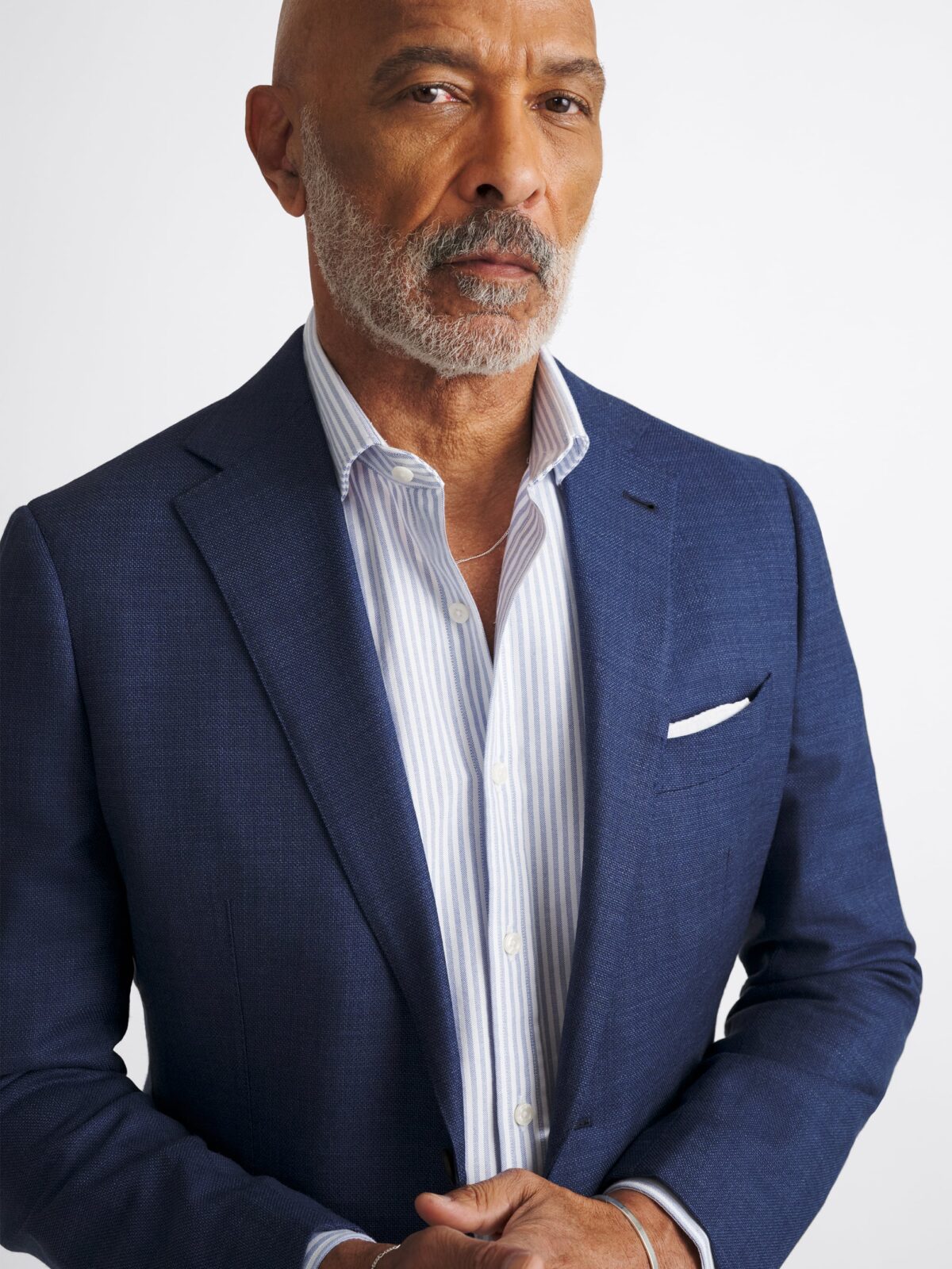 Blue Melange Hopsack Bedford Jacket - Custom Fit Tailored Clothing