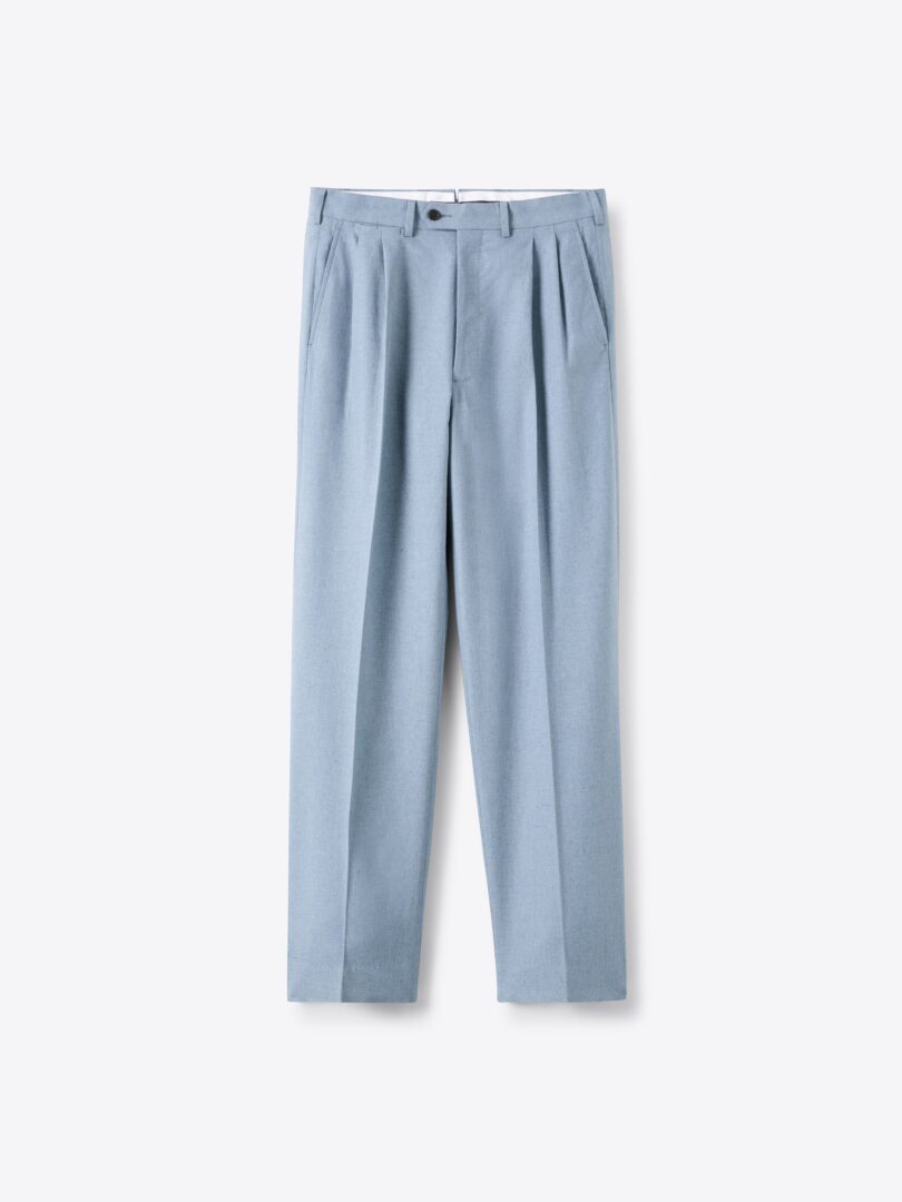 Men’s Light Blue Recycled Indigo Wide Leg Pleated Trouser Thumb