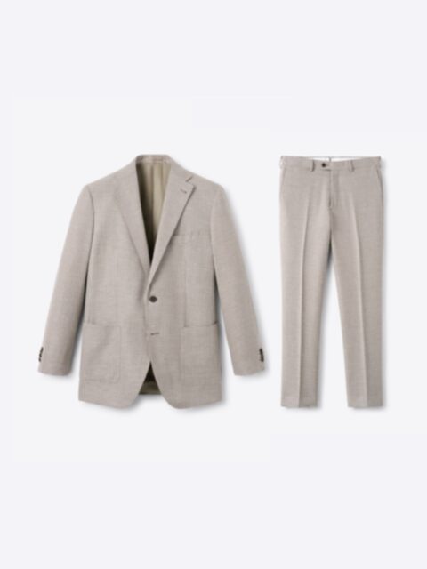 Cale カル】 WOOL LINEN SILK TROUSERS / BEIGE×BLACK - Avelia