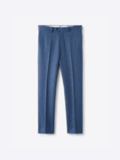 Shop Navy Houndstooth Wool and Linen Stretch Dress Pant