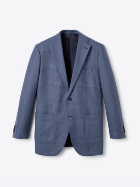 Bedford Grey Melange Glen Plaid Linen Jacket - Custom Fit Tailored