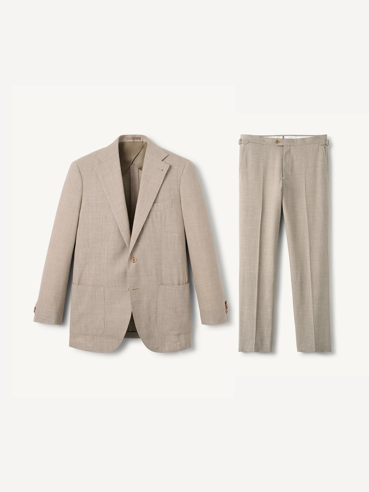 Loro Piana Beige Wool Silk Linen Hudson Suit - Custom Fit Tailored 