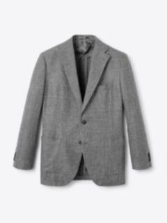 Shop Drago Grey Wool and Linen Glen Plaid Bedford Jacket